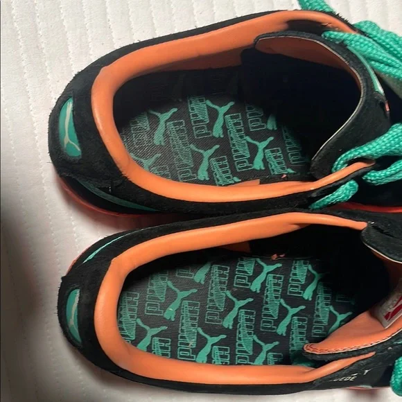 Puma Black and Teal Sneakers with Orange Soles - Picture 5 of 6